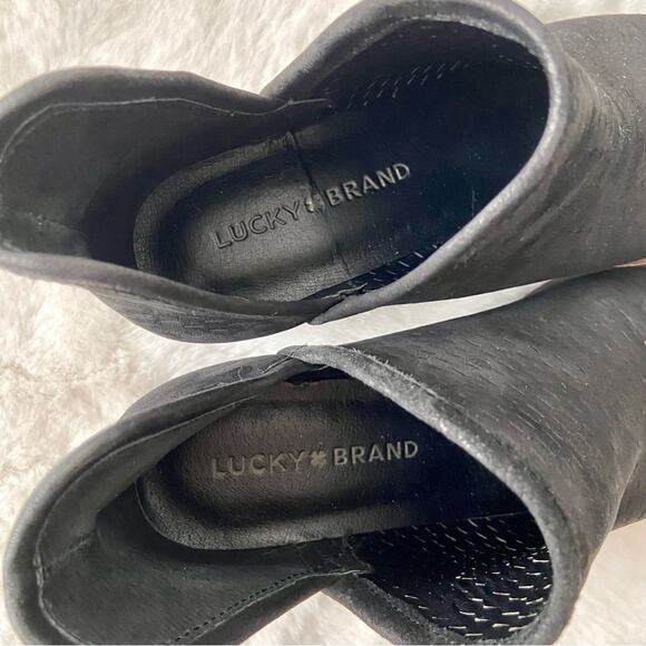Lucky Brand Perforated Black Leather Booties Size 5.5 - Picture 6 of 7